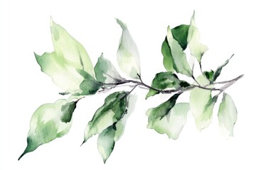 Aufkleber - A close-up shot of a branch with green leaves, perfect for nature-inspired designs or illustrations