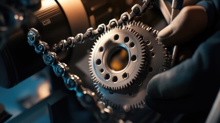 Poster - A person works on a machine, focusing on the task at hand