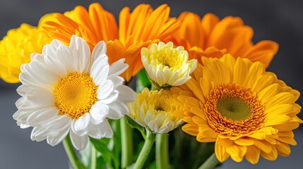 Poster - Bright and Cheerful Flower Bouquet Featuring Yellow, Orange, and White Blooms
