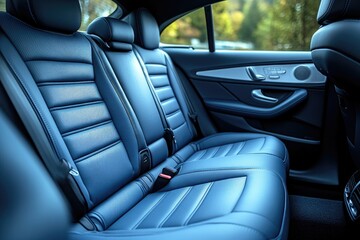 Poster - A close-up shot of a car seat with fabric and stitching details