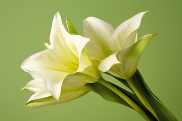 Aufkleber - Elegant White Amaryllis Blooms with Soft Green Background for Floral Decoration