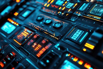 Poster - Close-up shot of various electronic components and devices