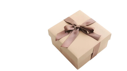 Thoughtfully wrapped gift box ready for giving isolated on transparent background