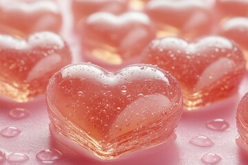 Canvas Print - A close-up view of a heart-shaped ice cube, great for use in winter-themed designs or as a symbol of love and affection