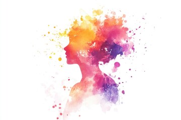 Poster - A watercolor painting of a woman's profile with delicate features and soft colors