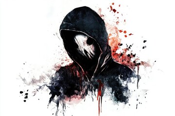 Poster - A person wearing a hoodie with visible blood splatters, likely from an accident or violence