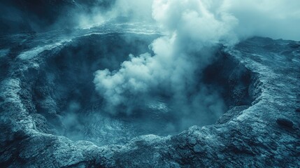 Aufkleber - Deep-sea steam vent with misty atmosphere, great for ocean or science-related uses