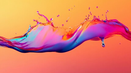 Poster - Overflowing liquid with neon hues against a vibrant background. Generative AI