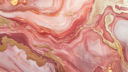 Poster - Beautiful marble surface in rose gold tones with intricate patterns. Generative AI