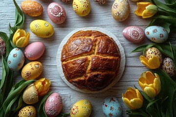 Poster - Freshly baked bread placed on a clean white plate, perfect for serving or displaying