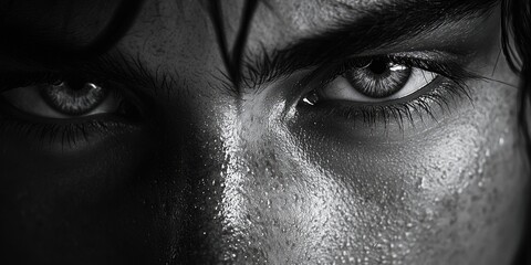 Aufkleber - A person's face with water droplets or tears, suitable for various uses including medical or emotional contexts