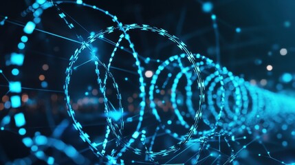 Poster - Futuristic Blue Tech Circles with Glowing Light Effects