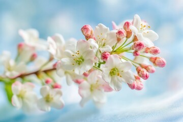Poster - A close-up view of a flower blooming on a tree branch, highlighting the delicate petals and vibrant colors