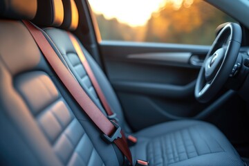Poster - A close-up shot of a car seatbelt