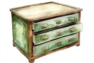 Poster - A classic wooden chest with green finish, perfect for storing clothes or decorative items