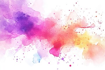 Poster - Watercolor painting of a vibrant purple and yellow cloud with soft, dreamy texture