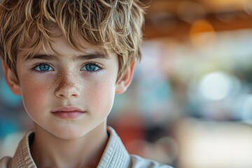 Poster - A close-up shot of a child's face with noticeable freckles