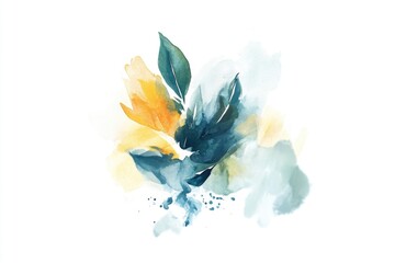 Poster - Watercolor illustration of a bright yellow and blue flower