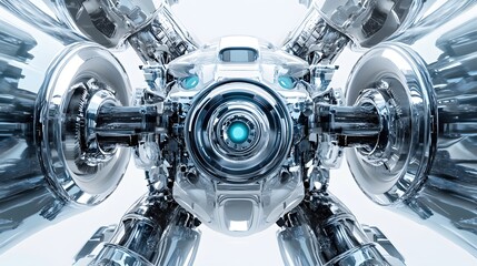 Poster - Futuristic Chrome Robot Head Mechanical Design