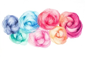 Poster - A bundle of colorful yarns arranged neatly on a white surface