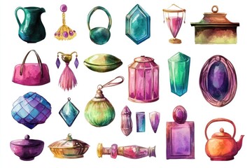 Poster - Set of colorful and detailed illustrations of everyday items, useful for design, education or entertainment purposes