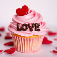 Canvas Print -  pink cupcake for valentines day