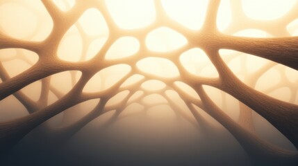 Poster - A mesmerizing view of organic structures resembling a network, illuminated with soft light, creating an ethereal atmosphere.