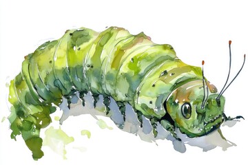 Poster - A colorful watercolor painting of a caterpillar transforming into a beautiful butterfly
