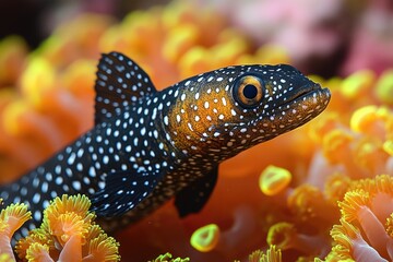 Poster - Close-up shot of a fish swimming near coral reef