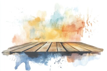Poster - Watercolor illustration of a wooden floor, suitable for interior design or decoration projects