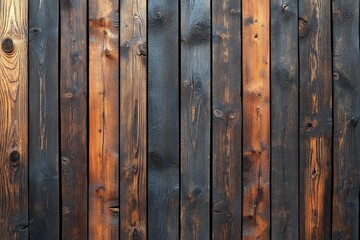 Poster - A close up shot of a wooden fence with a fire hydrant in focus