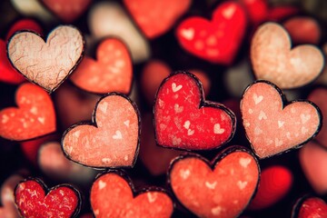 Aufkleber - A close-up shot of a bunch of bright red hearts, perfect for romantic and Valentine's Day-themed projects