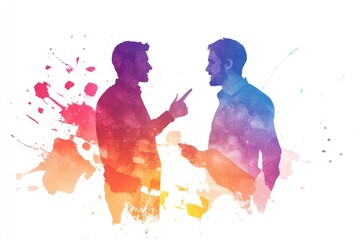 Wall Mural - Two males standing side by side, possibly friends or colleagues