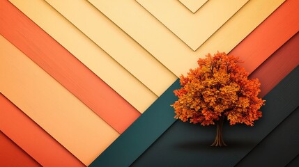 Sticker - Maple tree abstract background concept. A vibrant autumn tree against layered colorful background textures.