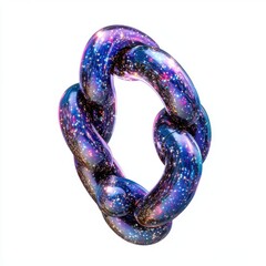 Poster - A colorful, cosmic-themed chain link with a vivid galaxy design against a white background.