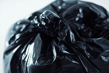 Poster - A close-up shot of a black bag of garbage, perfect for use in illustrations about waste management or environmental issues