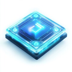 Aufkleber - A glowing blue microchip representing advanced technology and innovation.