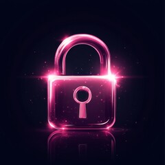 Poster - A glowing pink padlock symbolizing digital security and protection in a sleek, modern design.