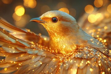 Poster - Close-up shot of a bird with its wings spread, ideal for use in nature or wildlife photography