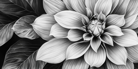 Aufkleber - A close-up shot of a flower in black and white