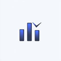 Poster - stylized blue bar graph with a check mark, symbolizing growth and success.