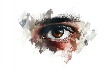 Wall Mural - A detailed view of a human eye with eyelashes and iris