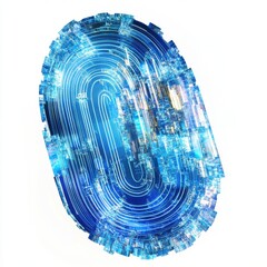 Poster - Abstract digital fingerprint in shades of blue, representing technology and security.