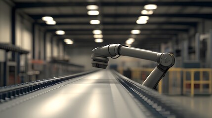 Poster - Robotic Arm Over Factory Conveyor Belt System
