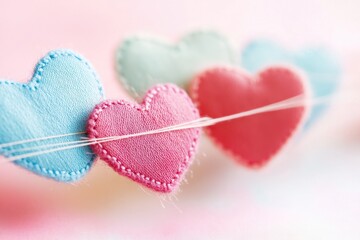 Poster - A string with multiple heart-shaped decorations suspended from above