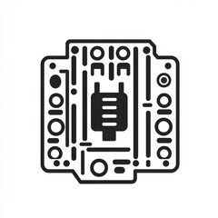 Poster - An intricate black and white circuit board illustration featuring a detailed design.