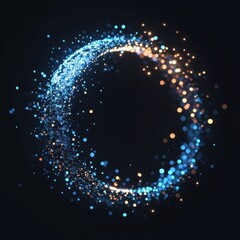 Poster - A mesmerizing circular swirl of blue and orange particles creating a vibrant and dynamic visual effect.