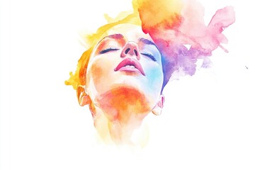 Poster - A portrait of a woman with her eyes closed, focusing on her facial expression