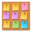 © Espresso - Colorful sticky notes pinned on a corkboard create an organized and vibrant workspace.