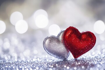 Poster - Intimate moment of two hearts sitting side by side, symbolizing love and affection